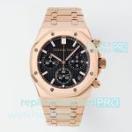 Super Clone APS Audemars Piguet Royal Oak Rose Gold Black Dial 4401 Chronograph Watch 